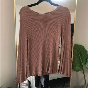 Bell sleeve thermal sweater